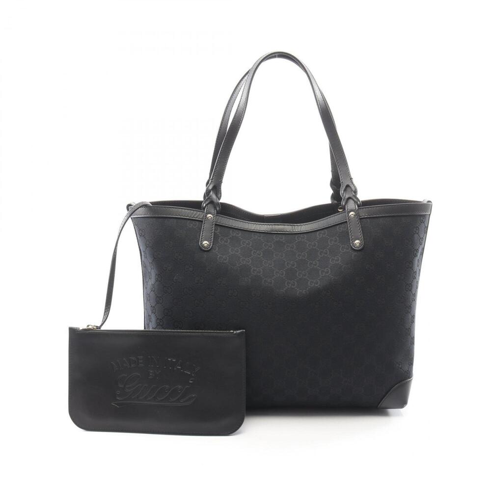 GUCCI Authentic Black Leather Tote Bag